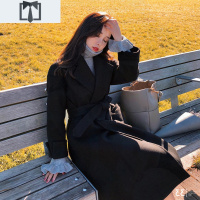 SUNTEK大码女装双面大衣女中长款赫本风秋冬季胖妹妹mm呢子外套加厚外套短外套