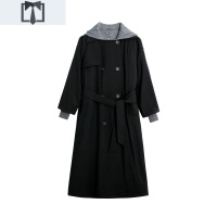 SUNTEK浅川酒一 2020新款设计感撞色中长款宽松黑色休闲冬季加厚外套女外套短外套