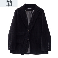 SUNTEK加厚夹棉黑色灯芯绒西装外套女设计感小众2020冬装炸街西服外套潮外套短外套