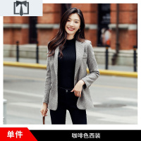 SUNTEK千鸟格子小西装外套女2020新款韩版休闲复古时尚网红西服女士上衣外套短外套