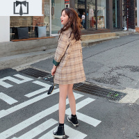 SUNTEK学院西装套装女韩版学生宽松格子外套英伦风休闲两件套小西服套裙外套短外套