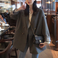 SUNTEK小西装外套女韩版宽松2021春秋新款设计感网红小个子休闲西服上衣外套短外套