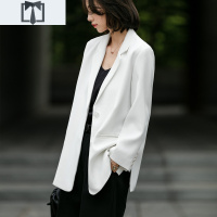 SUNTEK网红炸街白色西装外套女2021春秋新款高级设计感小众休闲西服上衣外套短外套