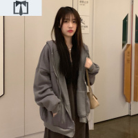 SUNTEK尤尤大码女装胖妹妹秋冬新款加绒加厚宽松卫衣拉链外套女学生上衣外套短外套