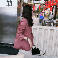 SUNTEK职业女装短款网红小西装外套女春季韩版高级粉色时尚气质西服上衣外套短外套