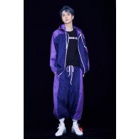 SUNTEK创造101王一博同款套装衣服裤紫色舞蹈服女学生hiphop宽松外套 男外套短外套