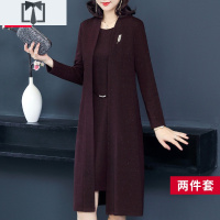 SUNTEK妈妈春装洋气套装两件套新款婚宴礼服连衣裙中老年女秋冬风衣外套风衣