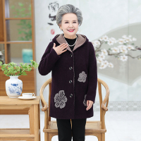 SUNTEK奶奶装秋冬装60岁70老年人加肥胖妈妈外套女装加大码老人衣服太太外套短外套
