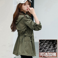 SUNTEK短款外套女春季新款2021韩版百搭军绿色收腰夹克休闲小个子风衣潮风衣