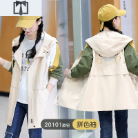 SUNTEK高中女生冬装外套女中长款加厚2020新款少女初中学生风衣秋冬加绒风衣