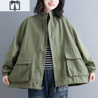 SUNTEK外套女韩版小个子2020年秋季宽松大码中长款抽绳收腰工装夹克风衣风衣