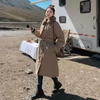 SUNTEK棉衣女2020新款夹棉服oversize中长款宽松风衣工装加绒软糯糯外套风衣