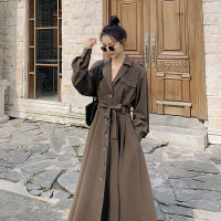 SUNTEK炸街大裙摆风衣式连衣裙女中长款2021春秋装新款收腰时尚流行外套风衣