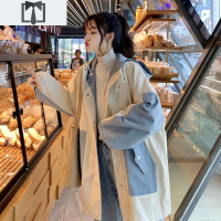 SUNTEK工装外套女春秋装2021年新款初中高中学生韩版宽松休闲中长款风衣风衣