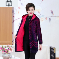 SUNTEK中老年女装秋冬装宽松大码连帽中长款罩衣风衣50岁妈妈装加绒外套风衣