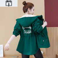 SUNTEK小清新收腰风衣女装2021年春秋季新款韩版休闲百搭连帽女士短外套风衣