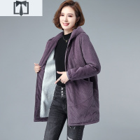 SUNTEK灯芯绒风衣女中长款洋气2020新款棉服中年妈妈加绒加厚秋冬季外套风衣