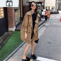 SUNTEK风衣女韩版宽松中长款气质英伦风大衣小个子外套2021年新款早春季风衣