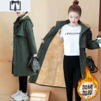 SUNTEK派克服棉衣2021年新款女装冬季羔毛绒加厚中长款风衣外套韩版女风衣女