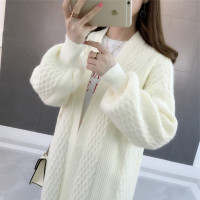 SUNTEK慵懒风毛衣开衫女中长款秋冬洋气新款宽松很仙的学生百搭针织外套毛衣