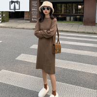 SUNTEK小个子穿搭过膝长裙秋冬针织打底连衣裙中长款气质内搭外穿毛衣裙毛衣