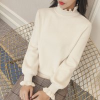 SUNTEK大码女春装胖mm秋冬季新款宽松洋气毛衣胖妹妹内搭上衣显瘦打底衫毛衣