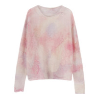 SUNTEK网红泫雅风彩虹马海毛薄款针织罩衫女宽松外穿慵懒温柔风扎染毛衣毛衣