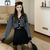 SUNTEK赫本风炸街两件套女2020年秋冬季小个子洋气减龄毛衣百褶裙子套装毛衣