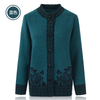 SUNTEK中老年人羊毛衫春秋装上衣奶奶装开衫毛衣厚加肥加大码老太太女装毛衣