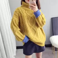 SUNTEK高领加厚加绒大码毛衣女2020冬款韩版慵懒风宽松粗毛线针织打底衫毛衣