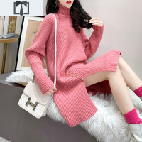 SUNTEK高领毛衣女宽松慵懒风秋冬加厚2020年新款洋气百搭中长款打底衫裙毛衣