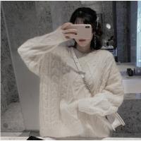 SUNTEK温柔日系2020年新款毛衣女慵懒风宽松软奶粉色加厚外穿中长款秋冬毛衣