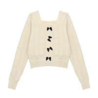 SUNTEK软糯毛衣套头慵懒风宽松外穿软奶甜美软糯温柔蝴蝶结甜辣森系上衣毛衣