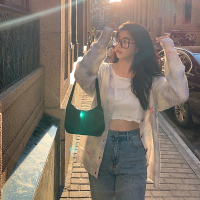 SUNTEK李潇洒胖mm显瘦星空扎染针织开衫女秋装大码宽松温柔毛衣遮肉小衫毛衣