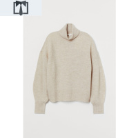 SUNTEKHM 女装宽松上衣女长袖针织衫短款落肩袖高领套头衫百搭 0788632毛衣