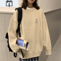 SUNTEK情侣装毛衣复古港味2020年新款女秋冬外穿慵懒风套头针织衫上衣潮毛衣