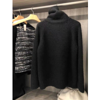 SUNTEK设计感星空浣熊绒黑色高领毛衣女秋冬软糯堆堆领打底针织衫厚毛衣