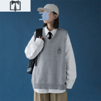 SUNTEK毛衣背心女外搭韩版宽松慵懒学院风马甲外套森系小熊无袖针织衫潮毛衣