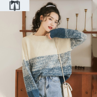 SUNTEK帛卡琪2020秋冬新款宽松内搭半高领毛衣渐变拼色百搭打底针织衫潮毛衣