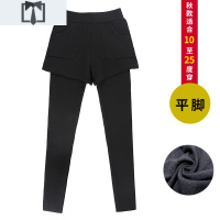 SUNTEK假两件打底裤女外穿春秋冬加绒加厚一体高腰短裤棉大码保暖棉裤打底裤