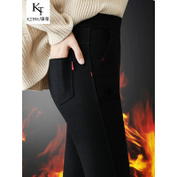 SUNTEK打底裤女秋冬季加绒外穿加厚紧身小脚弹力修身高腰保暖黑色棉裤子打底裤