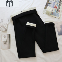 SUNTEK秋冬新款加绒紧身弹力高腰黑色打底裤女外穿显瘦百搭灰色小脚裤子打底裤