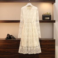 SUNTEK微胖女生洋气春秋款大码蕾丝连衣裙胖mm减龄穿搭针织衫毛衣套装裙毛衣