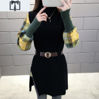 SUNTEK女士衬衫针织衫马甲两件套女秋冬中长款套装2020年新款毛衣外套春毛衣