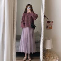 SUNTEK春秋季新款洋气减龄大码圣诞毛衣裙子胖妹妹显瘦两件套装连衣裙女毛衣