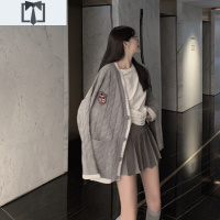 SUNTEK2020年初秋冬季新款洋气减龄显瘦炸街毛衣百褶裙子两件套装女时尚毛衣