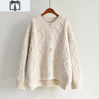 SUNTEK秋冬复古加厚粗毛线圆领针织衫宽松慵懒风圣诞新年红色毛衣外套女毛衣