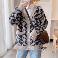 SUNTEK西谷出品 秋冬新款慵懒风洋气毛衣外套女装宽松柔软复古针织开衫毛衣