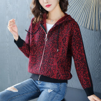 SUNTEK妈妈春秋时尚外套女士秋装短款拉链外衣中老年夹克上衣二八月毛衣毛衣