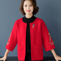 SUNTEK妈妈毛衣服外套装结婚宴礼服婆婆父母穿的本命年牛年中年女装洋气毛衣